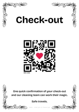Beispiel: das ausgedruckte CheckYout A4-Schild mit QR-Code